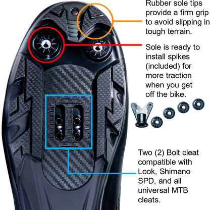 Zol Raptor Mtb and Indoor Cycling Shoes with Pedals and Cleats