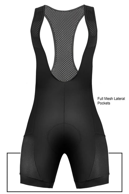 Zol Cycling Black Women's BIB Short with Memory Foam 8 Hour Pad and Cellphone Pocket