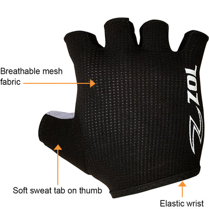ZOL Tour Mens and Women Cycling Gloves Half Finger Breathable Comfort Pads Workout Gloves for Gym, Bike Gloves Full palm protection