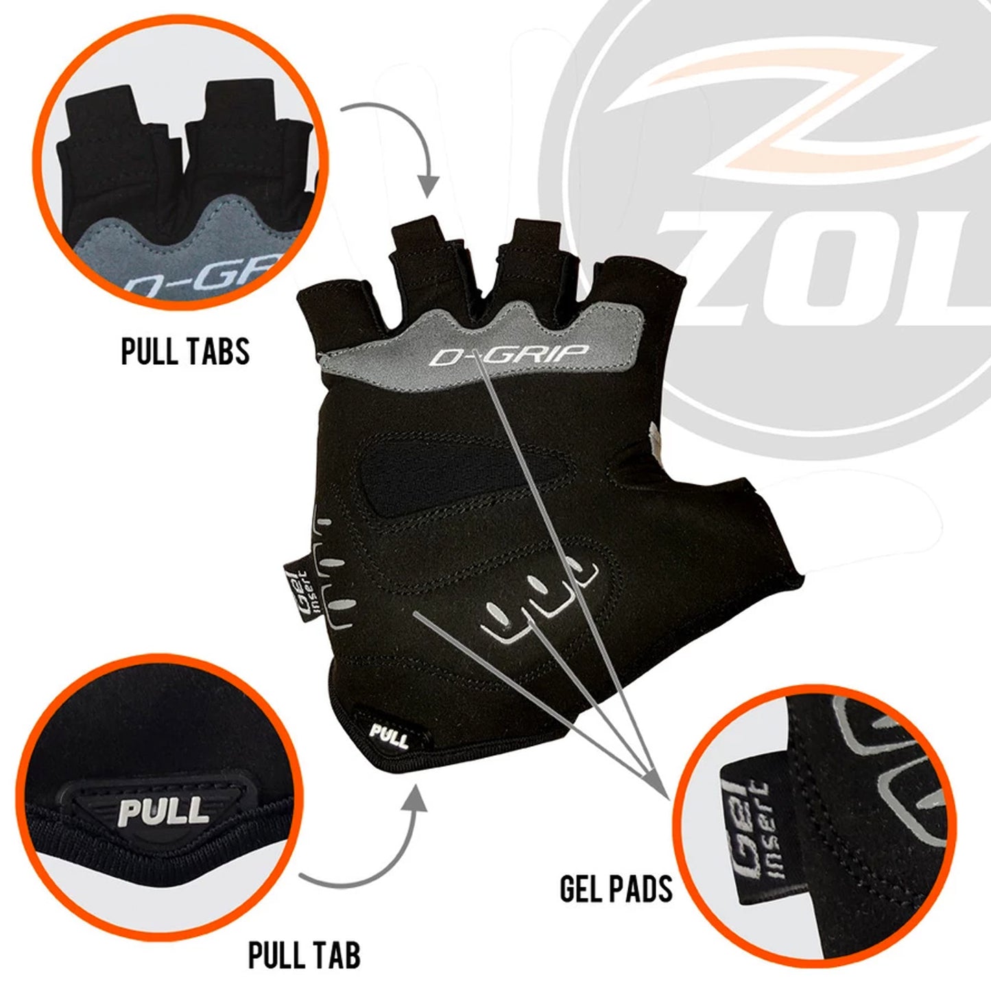 Zol Race Performance Cycling Gloves Half Finger Bike Gloves Gel Pad