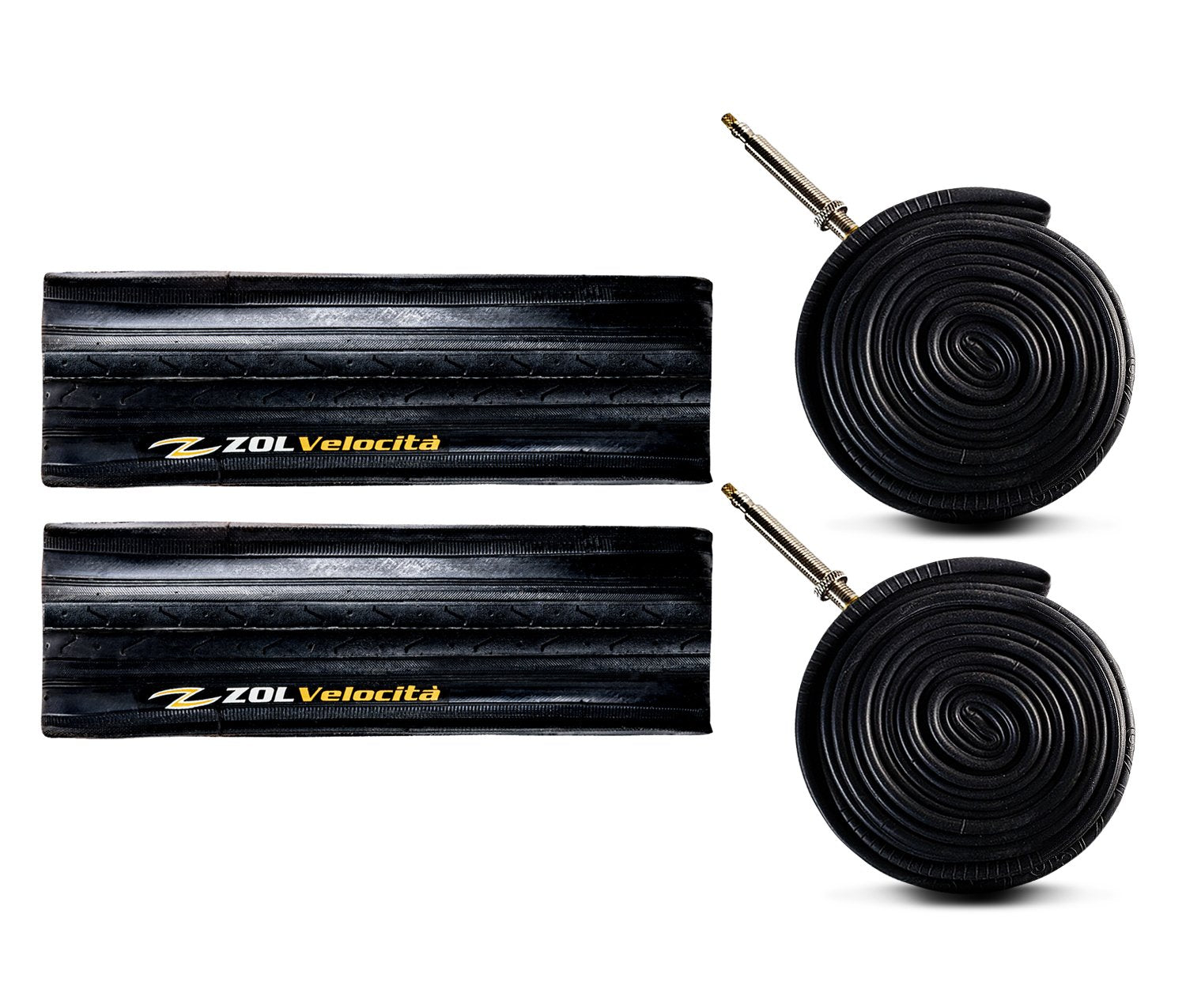 Zol Bundle 2 Pack Z1179 Folding Road Tires and Tube 700x23C, Presta/French - Zol Cycling