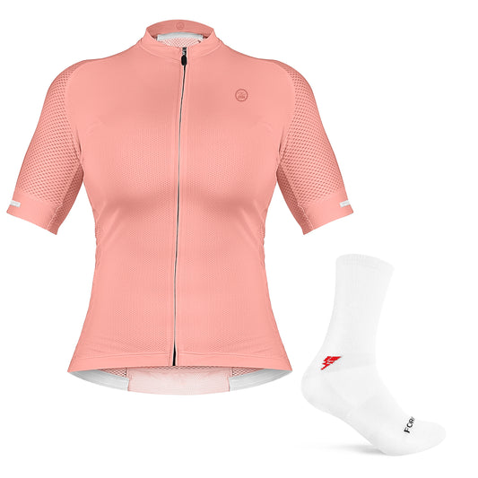 Zol Cycling Pink Womens Breathable Race Fit Jersey with Socks - Zol Cycling
