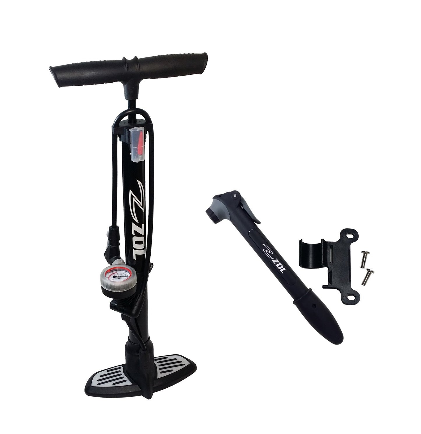 ZOL Bundle High Pressure Bike Floor Pump Up to 120PSI/11BAR and Mini Pump 100 PSI - Zol Cycling