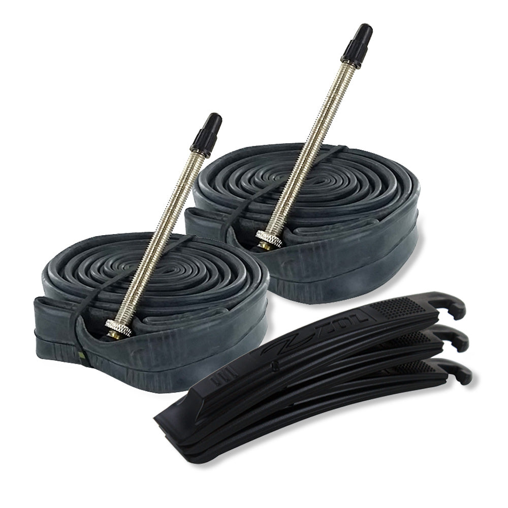 Zol Bundle Pack of 4 Bike Inner Tube 700x23 80mm French Valve and 3 Zol Tires Levers - Zol Cycling