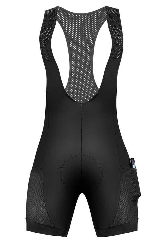 Zol Cycling Black Women's BIB Short with Memory Foam 8 Hour Pad and Cellphone Pocket